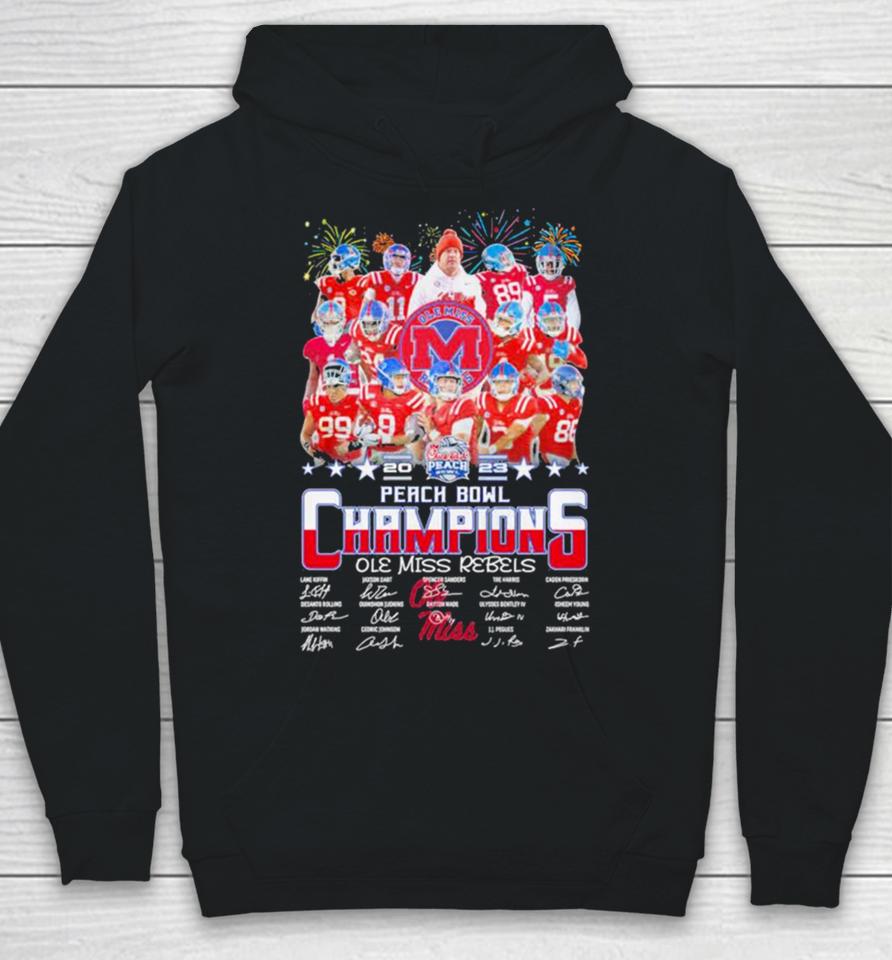 Ole Miss Rebels Football 2023 Peach Bowl Champions Signatures Hoodie