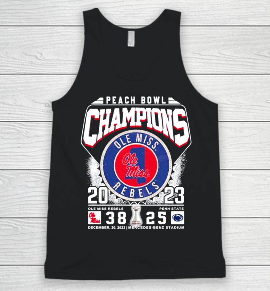Ole Miss Rebels Football 2023 Peach Bowl Champions Victory Penn State 38 25 Unisex Tank Top