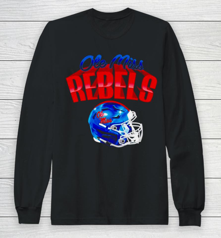Ole Miss Rebels Football Glossy Helmet Long Sleeve T-Shirt