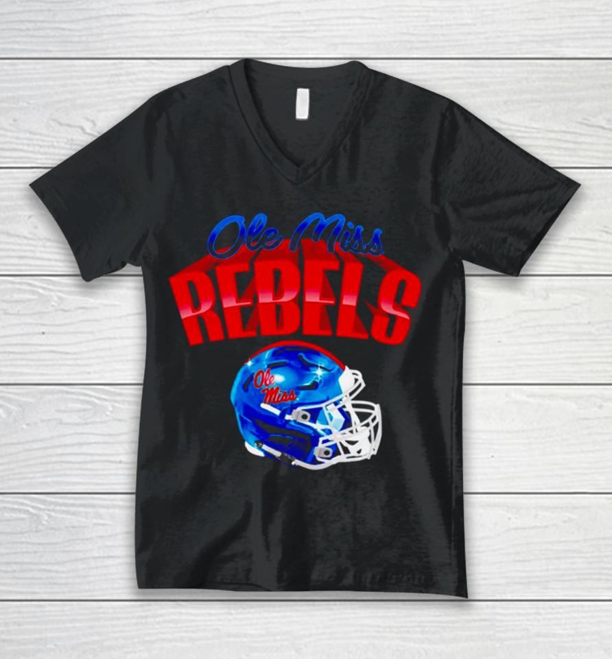 Ole Miss Rebels Football Glossy Helmet Unisex V-Neck T-Shirt