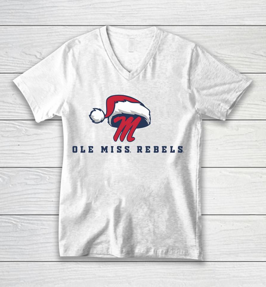 Ole Miss Rebels Logo Santa Hat 2022 Unisex V-Neck T-Shirt