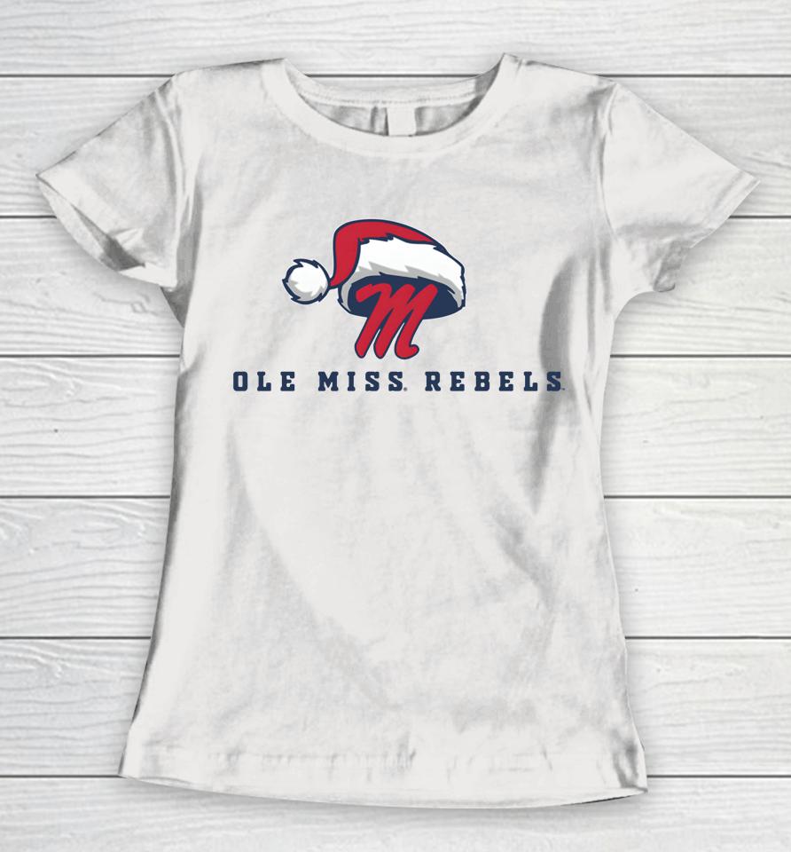 Ole Miss Rebels Logo Santa Hat 2022 Women T-Shirt