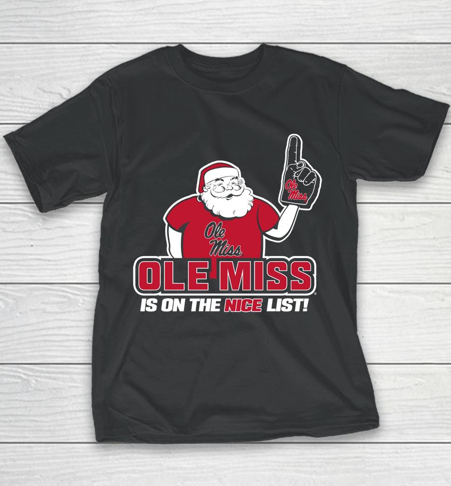 Olemiss Santa's Is On The Nice List Christmas Youth T-Shirt