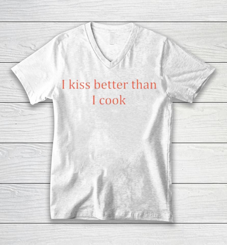 Olivia Rodrigo Wearing I Kiss Better Than I Cook Unisex V-Neck T-Shirt