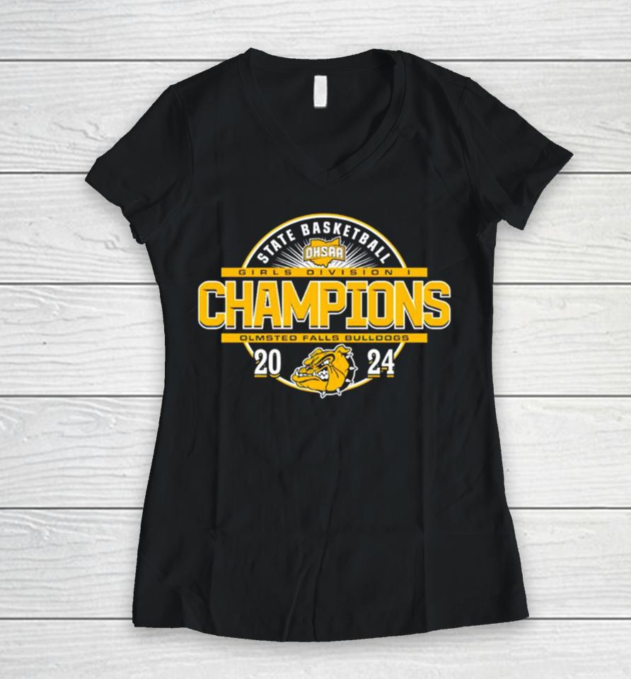 Olmsted Falls Bulldogs 2024 Ohsaa Girls Basketball Division I State Champions Women V-Neck T-Shirt