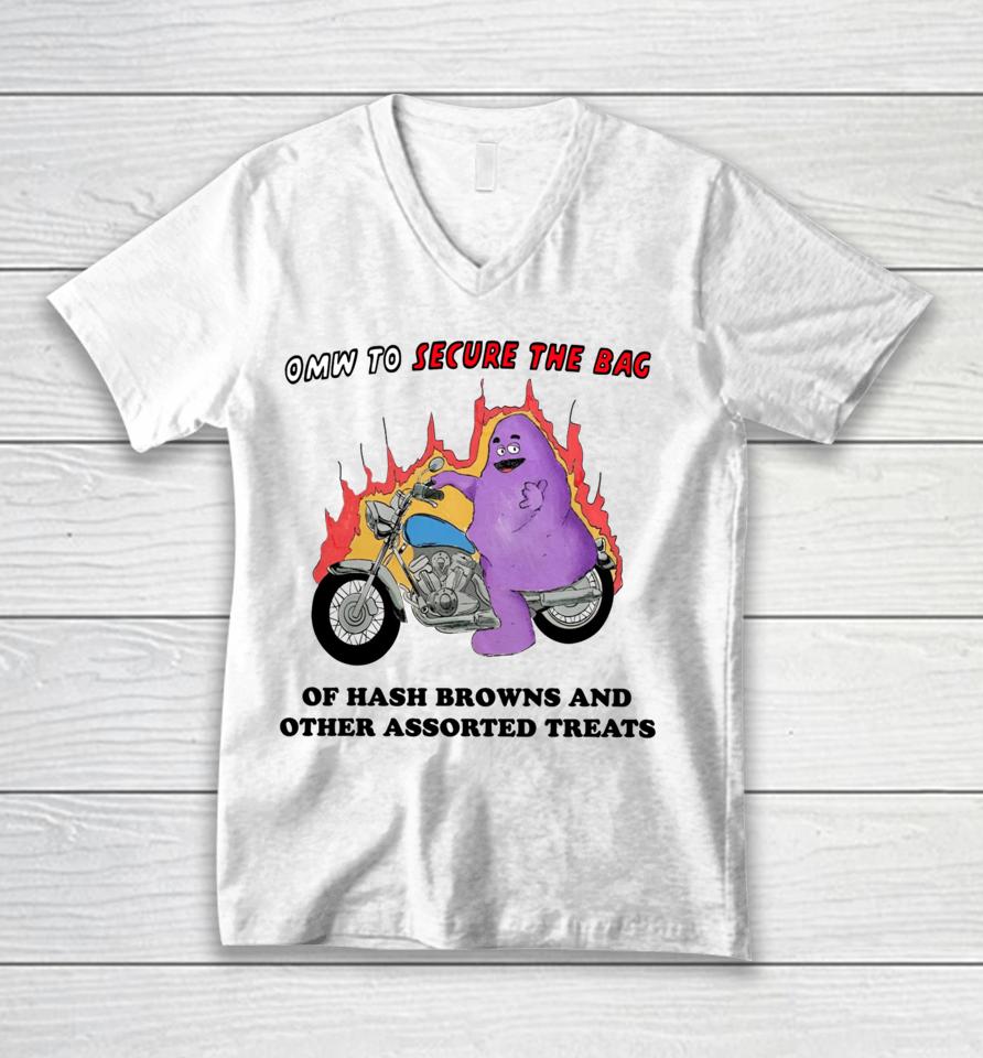 Omw To Secure The Bag Of Hash Browns And Other Assorted Treats Unisex V-Neck T-Shirt