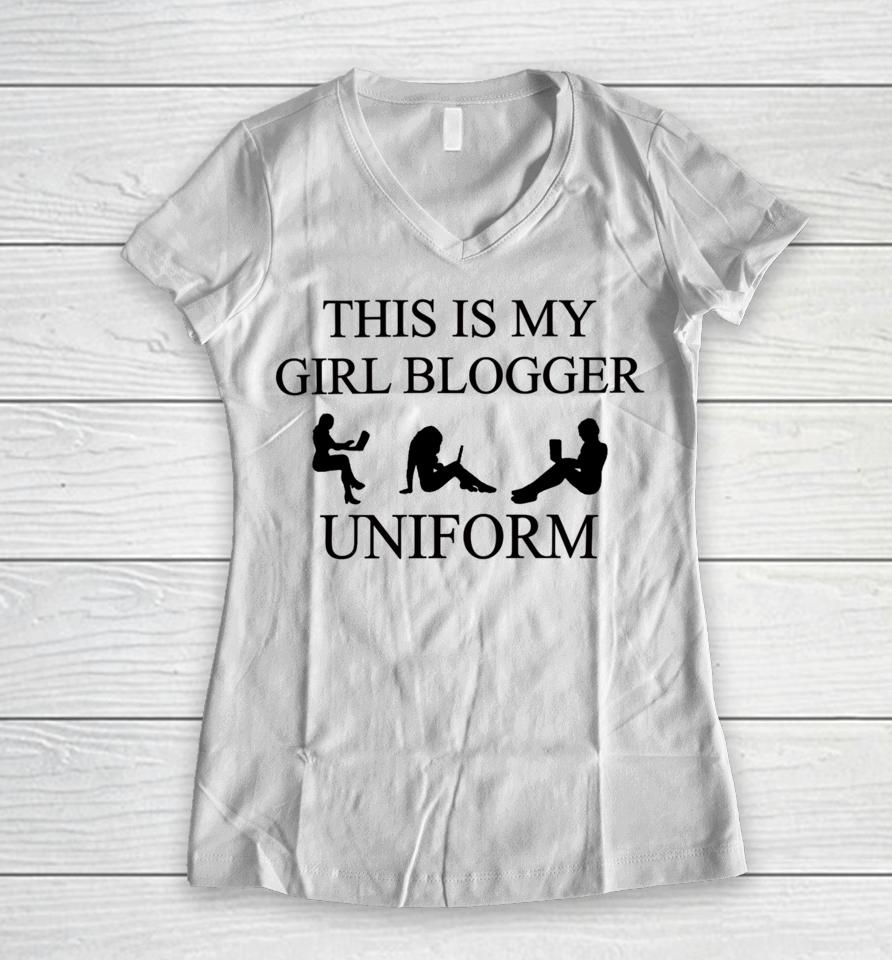Omweekend This Is My Girl Blogger Uniform Women V-Neck T-Shirt