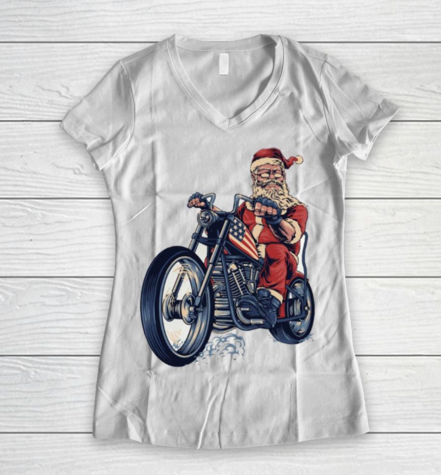 On A Motorcycle For Enthusiasts Lovers Riders Women V-Neck T-Shirt