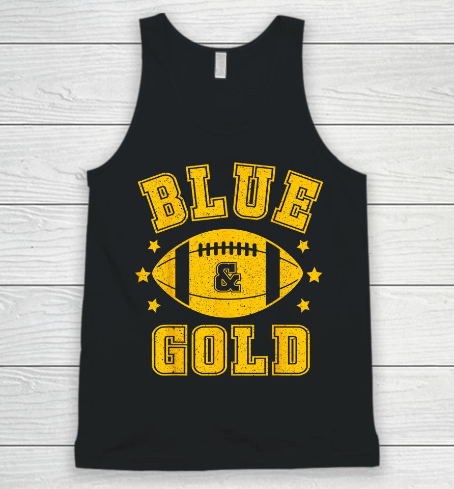 On Gameday Football We Wear Blue And Gold School Spirit Unisex Tank Top