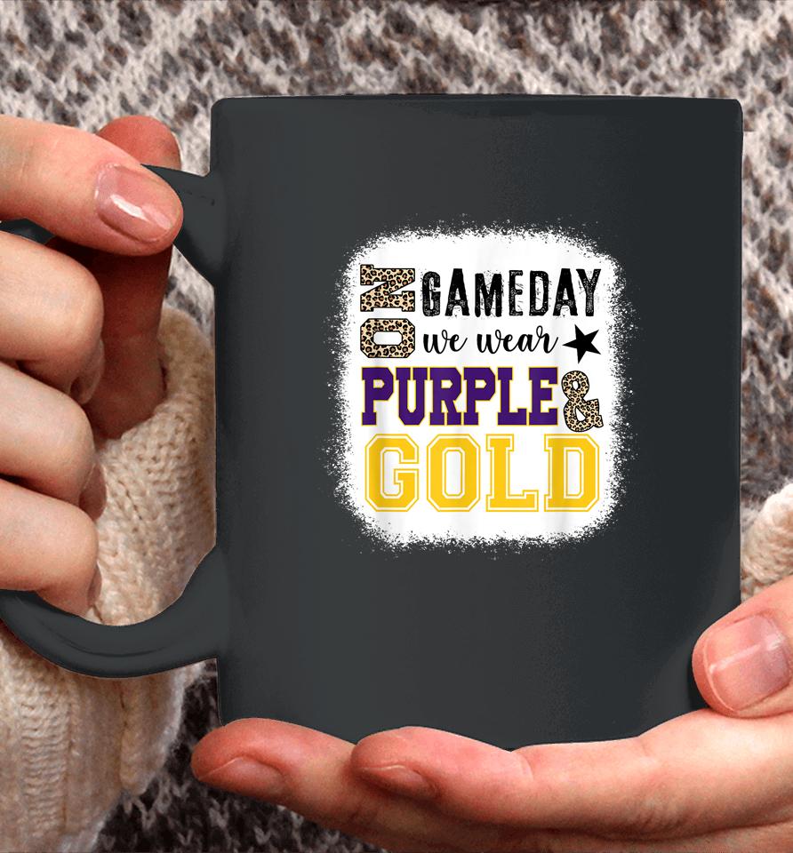 On Gameday Football We Wear Purple And Gold Leopard Print Coffee Mug