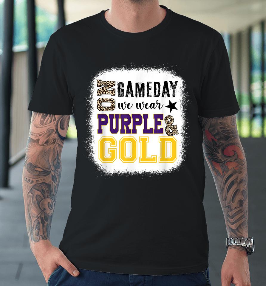 On Gameday Football We Wear Purple And Gold Leopard Print Premium T-Shirt
