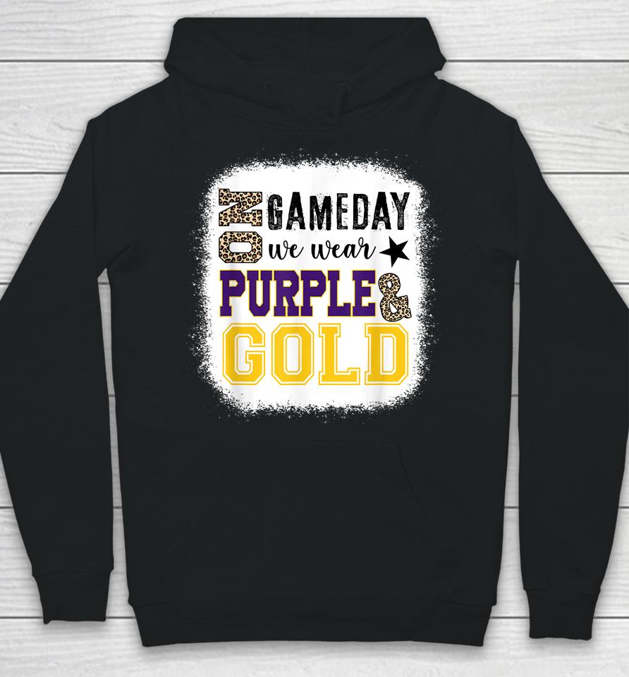 On Gameday Football We Wear Purple And Gold Leopard Print Hoodie