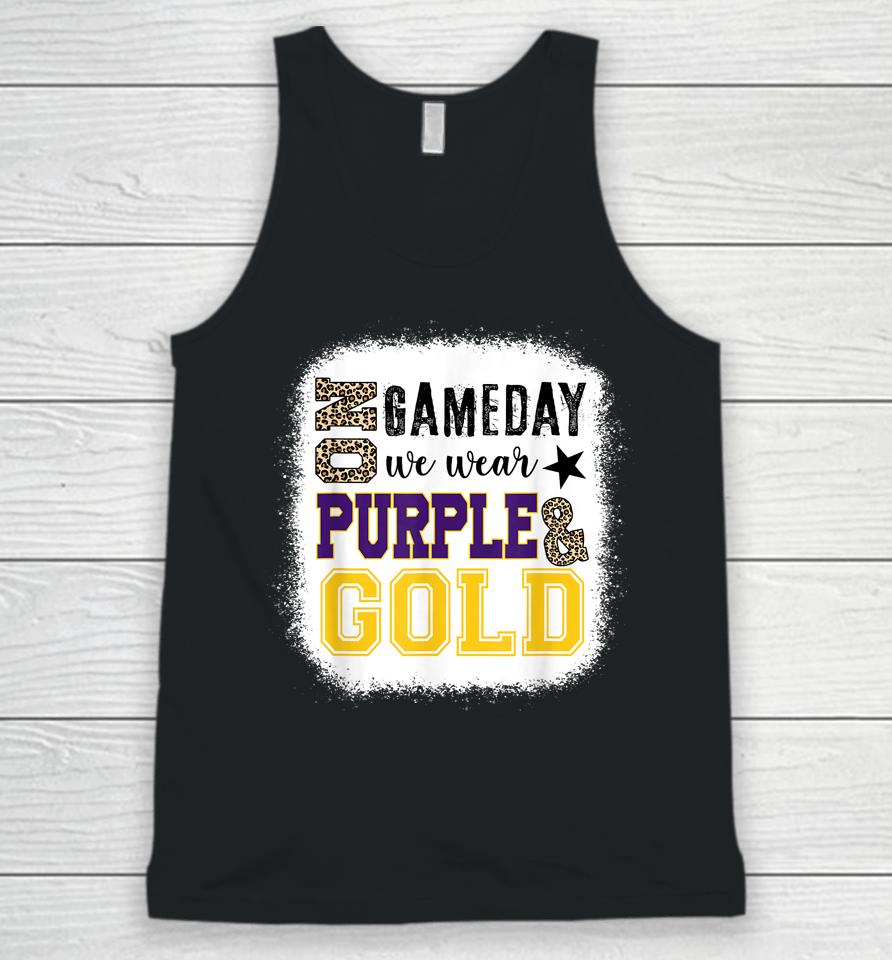 On Gameday Football We Wear Purple And Gold Leopard Print Unisex Tank Top