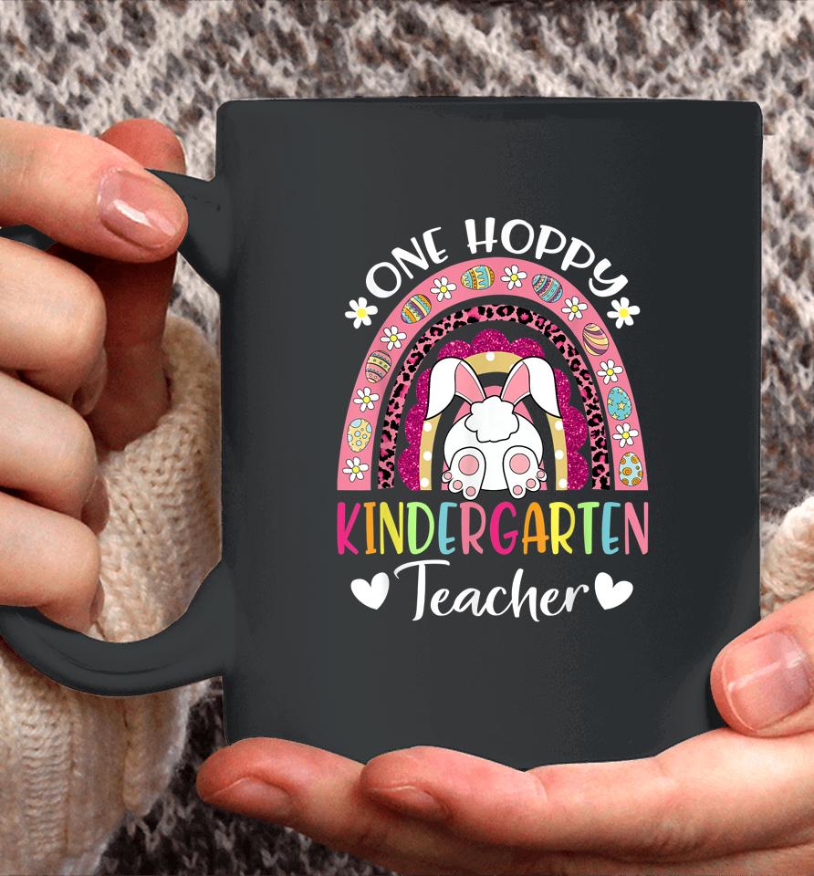One Hoppy Kindergarten Teacher Happy Easter Rainbow Leopard Coffee Mug