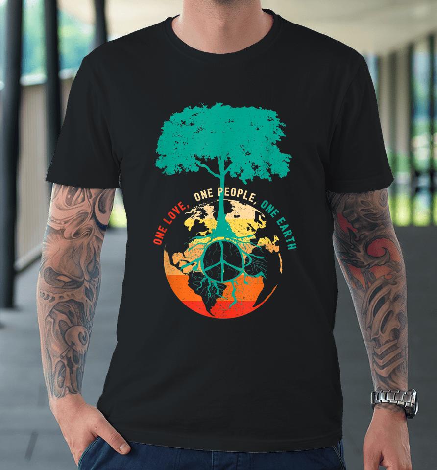 One Love One People One Earth Retro Earth Day Premium T-Shirt