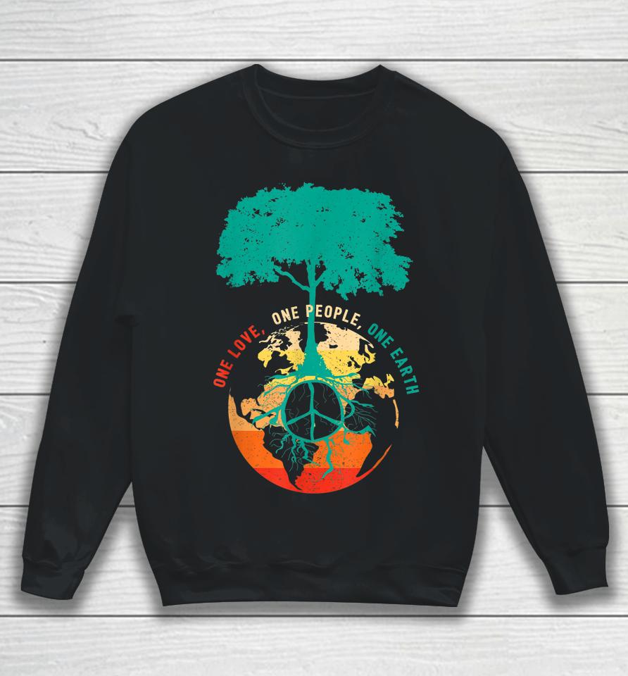 One Love One People One Earth Retro Earth Day Sweatshirt