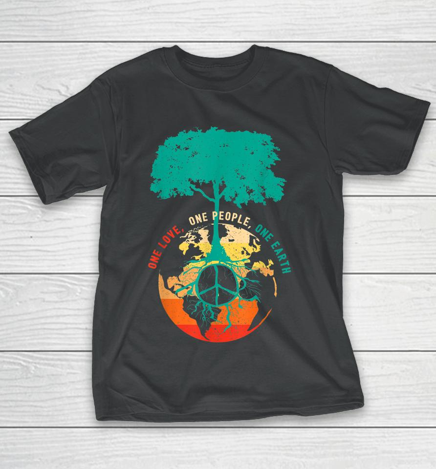 One Love One People One Earth Retro Earth Day T-Shirt