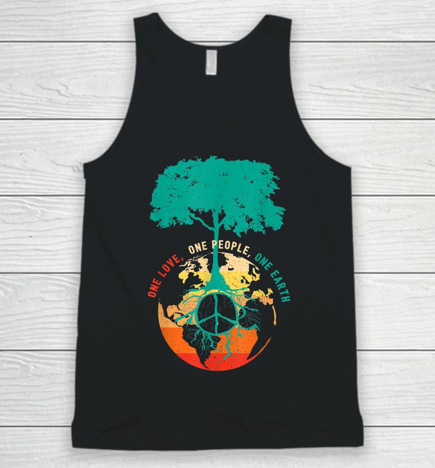 One Love One People One Earth Retro Earth Day Unisex Tank Top