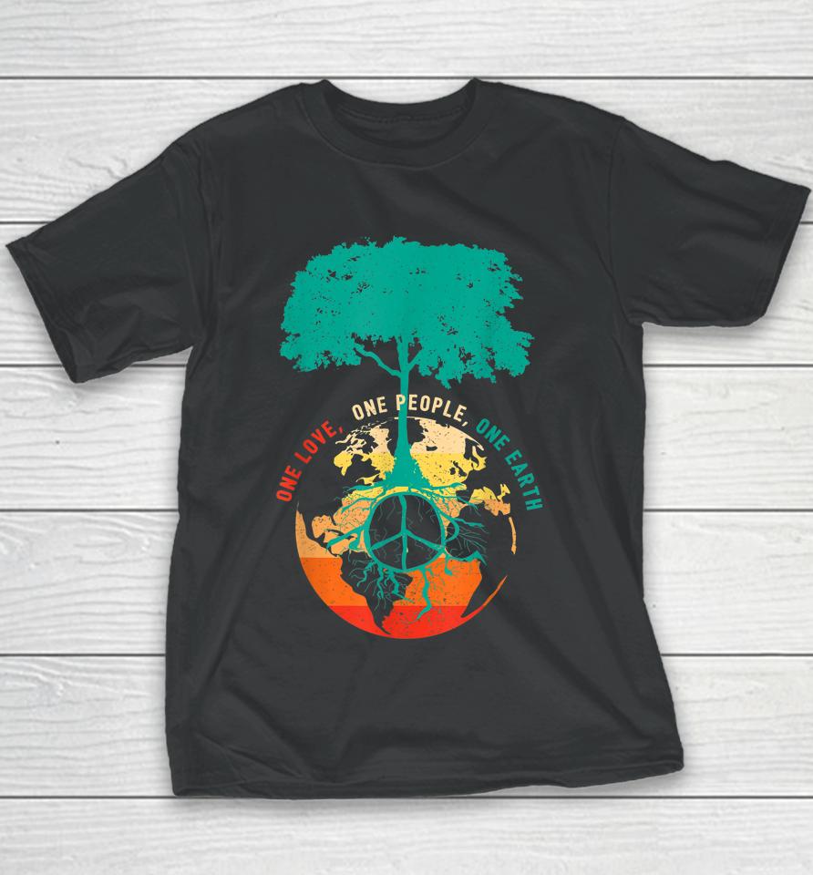 One Love One People One Earth Retro Earth Day Youth T-Shirt