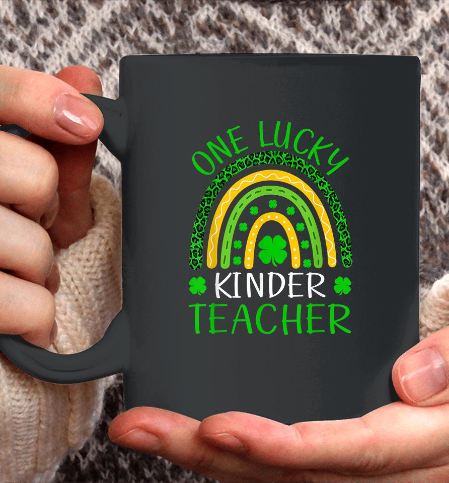 One Lucky Kinder Teacher Rainbow St Patricks Coffee Mug