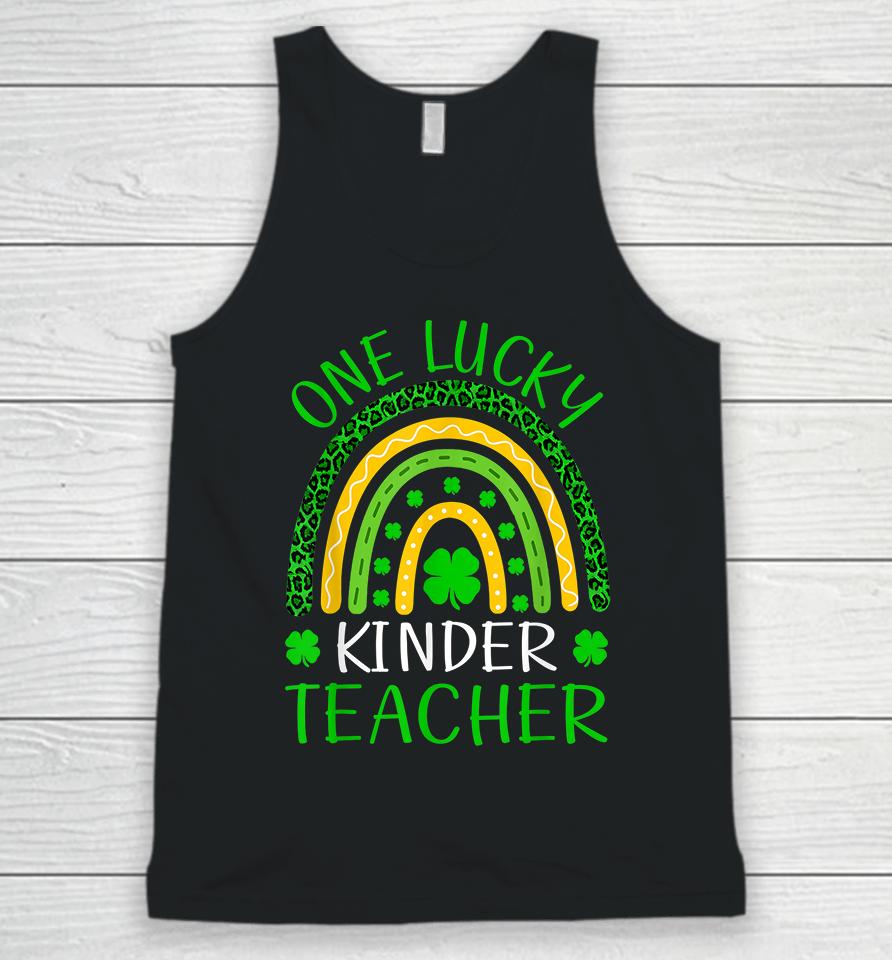 One Lucky Kinder Teacher Rainbow St Patricks Unisex Tank Top