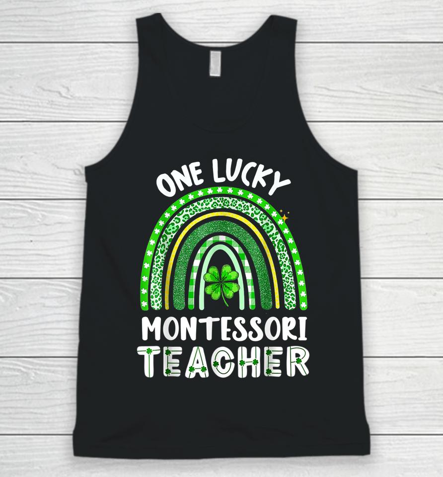 One Lucky Montessori Teacher Rainbow St Patrick’s Day Unisex Tank Top