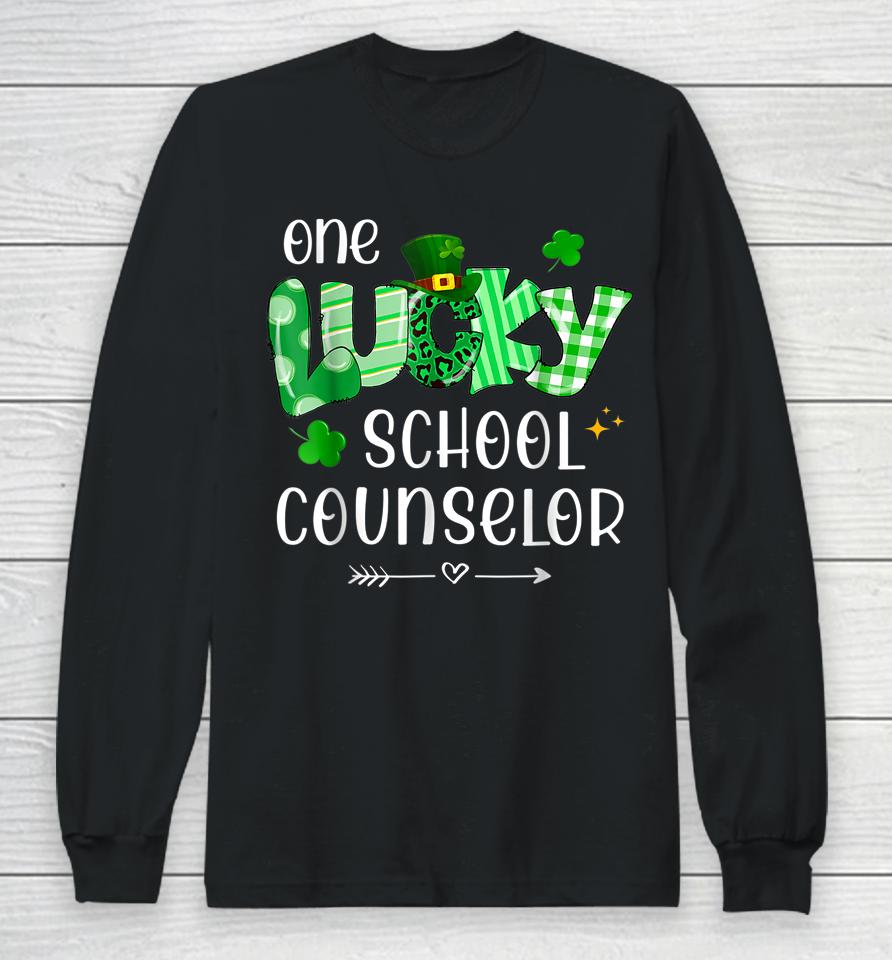 One Lucky School Counselor Shamrock Teacher St Patrick's Day Long Sleeve T-Shirt