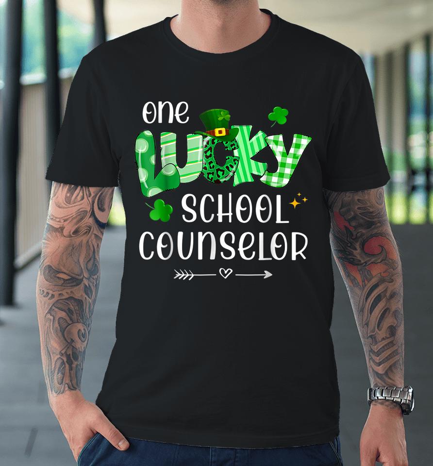 One Lucky School Counselor Shamrock Teacher St Patrick's Day Premium T-Shirt