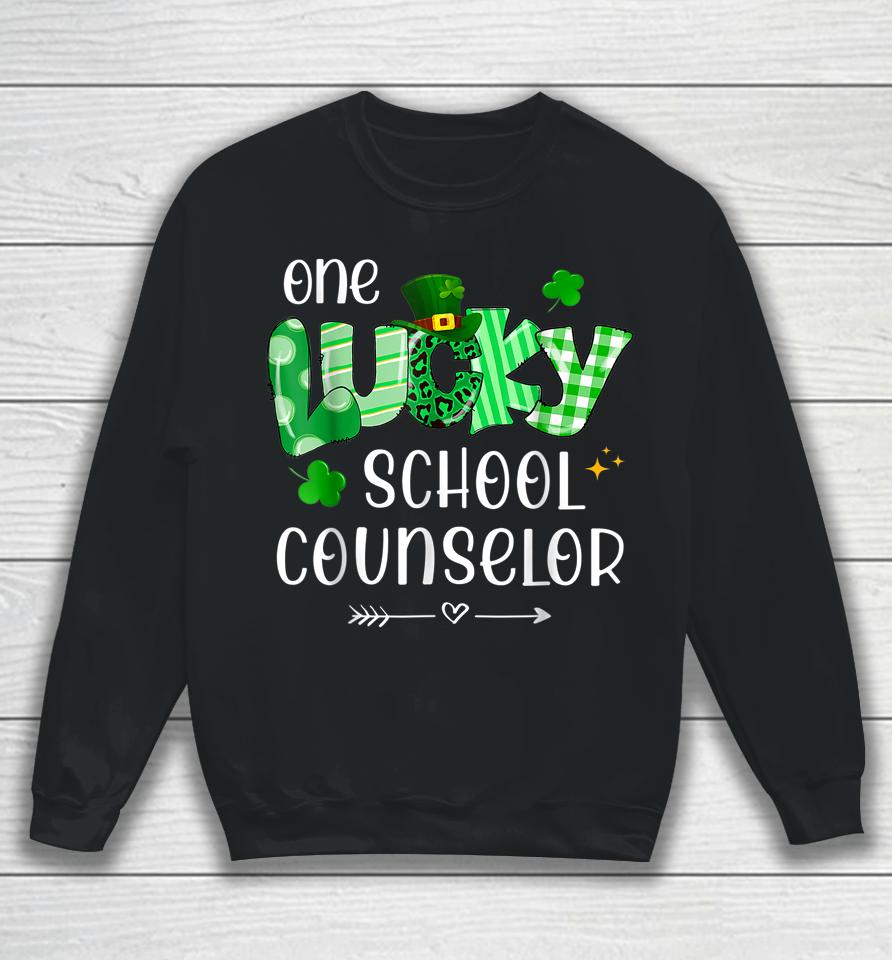 One Lucky School Counselor Shamrock Teacher St Patrick's Day Sweatshirt