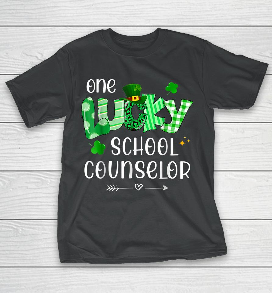 One Lucky School Counselor Shamrock Teacher St Patrick's Day T-Shirt