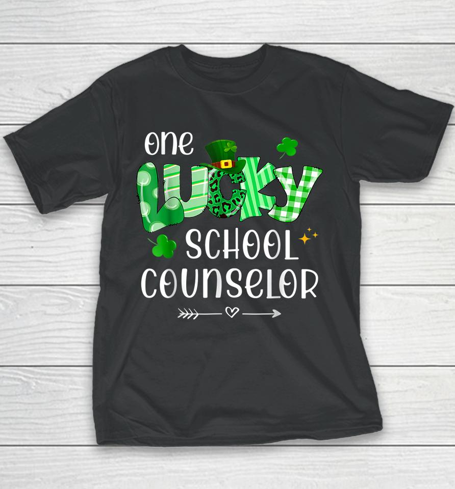 One Lucky School Counselor Shamrock Teacher St Patrick's Day Youth T-Shirt
