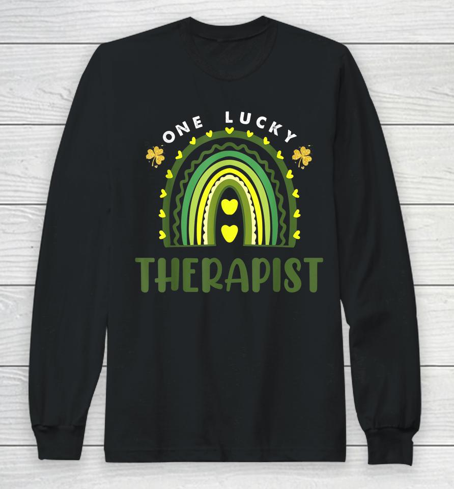 One Lucky Therapist Rainbow St Patricks Day Shamrock Long Sleeve T-Shirt