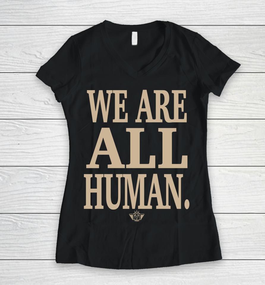 One Luv Hue Man Race We Are All Human Women V-Neck T-Shirt