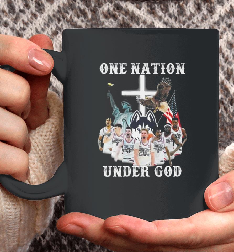 One Nation Under God Uconn Huskies Team Basketball 2024 Signatures Coffee Mug