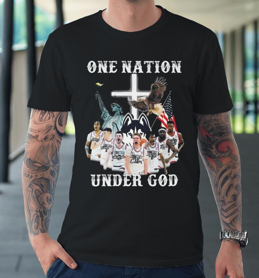 One Nation Under God Uconn Huskies Team Basketball 2024 Signatures Premium T-Shirt