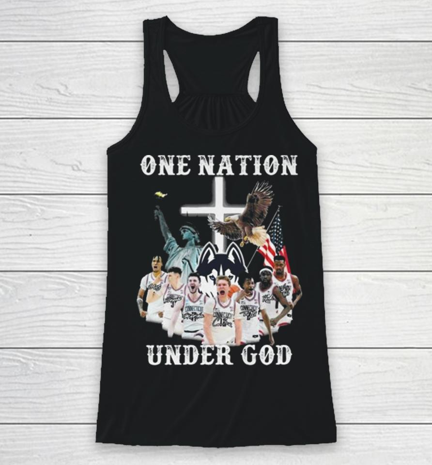 One Nation Under God Uconn Huskies Team Basketball 2024 Signatures Racerback Tank