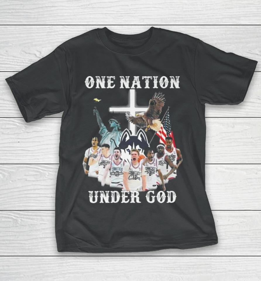 One Nation Under God Uconn Huskies Team Basketball 2024 Signatures T-Shirt