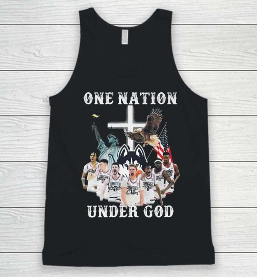 One Nation Under God Uconn Huskies Team Basketball 2024 Signatures Unisex Tank Top