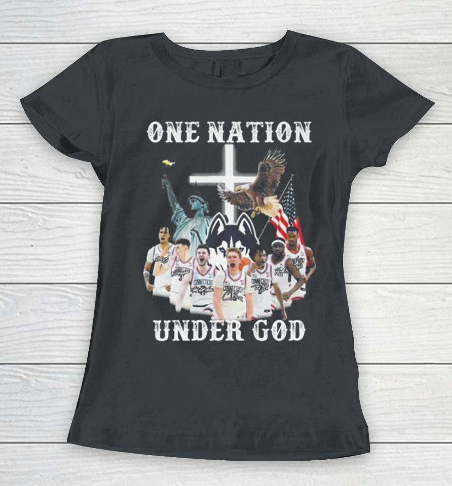 One Nation Under God Uconn Huskies Team Basketball 2024 Signatures Women T-Shirt