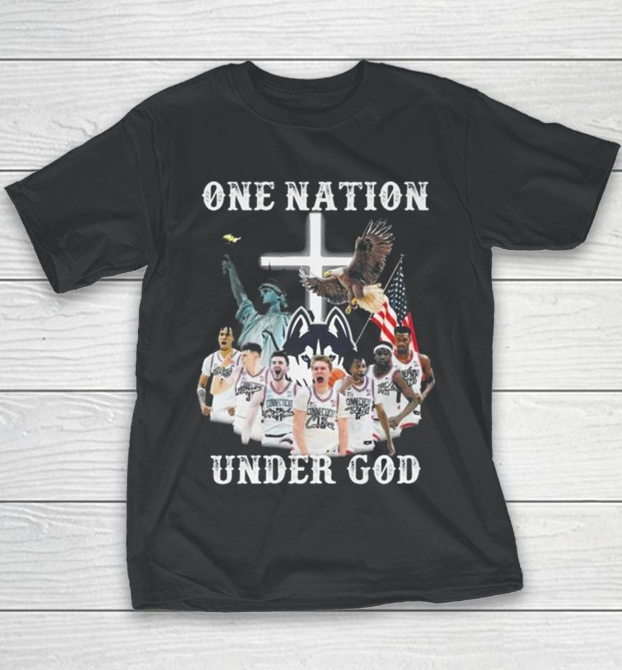 One Nation Under God Uconn Huskies Team Basketball 2024 Signatures Youth T-Shirt
