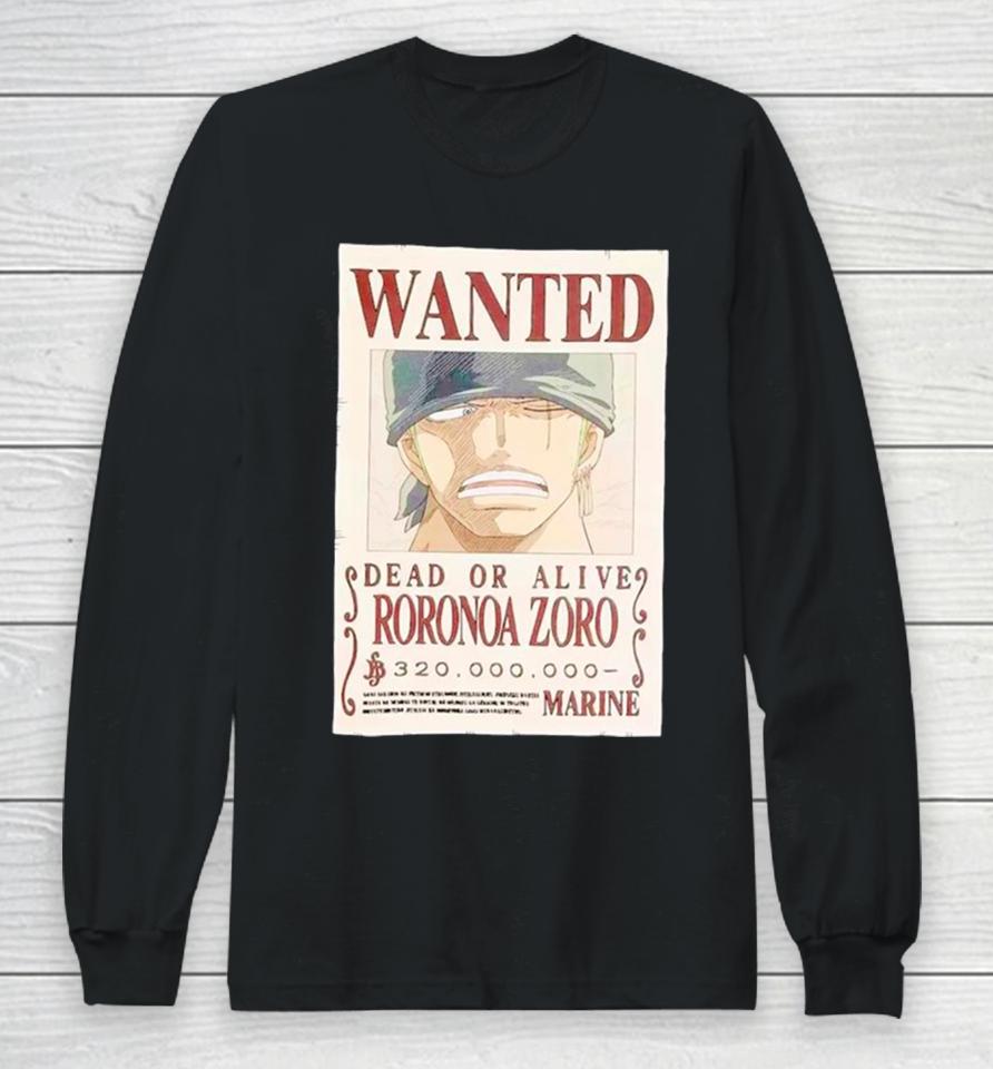 One Piece Zoro Wanted Poster Long Sleeve T-Shirt
