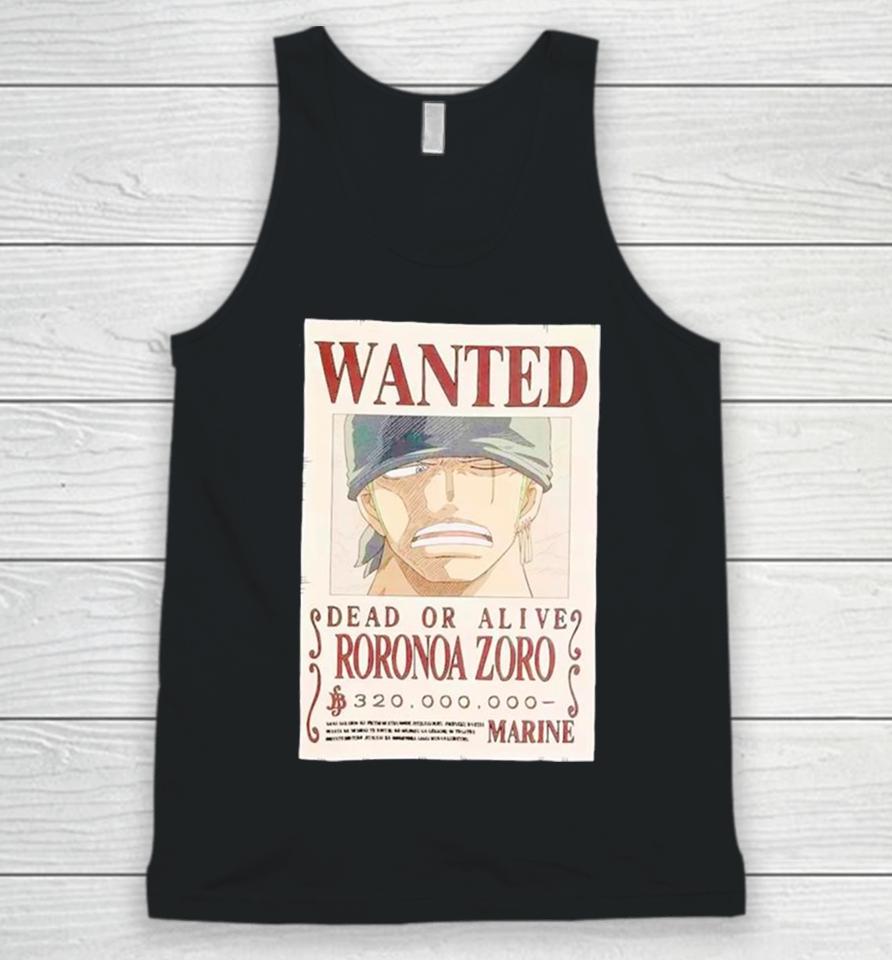One Piece Zoro Wanted Poster Unisex Tank Top