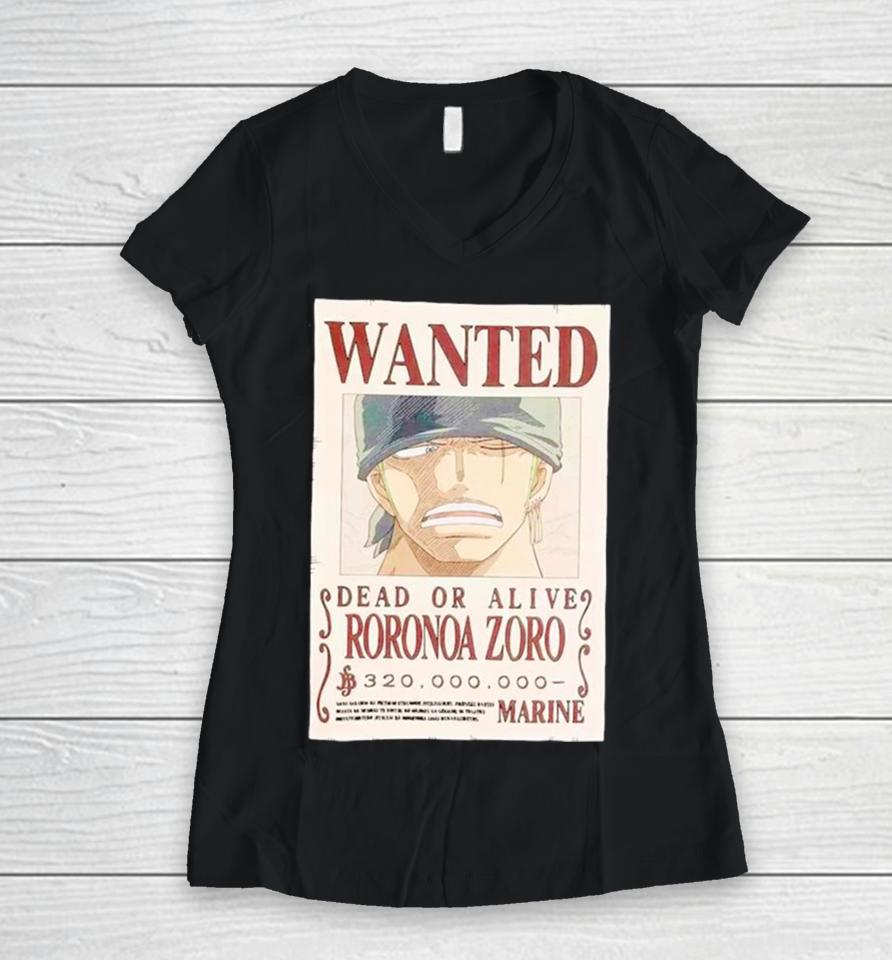 One Piece Zoro Wanted Poster Women V-Neck T-Shirt