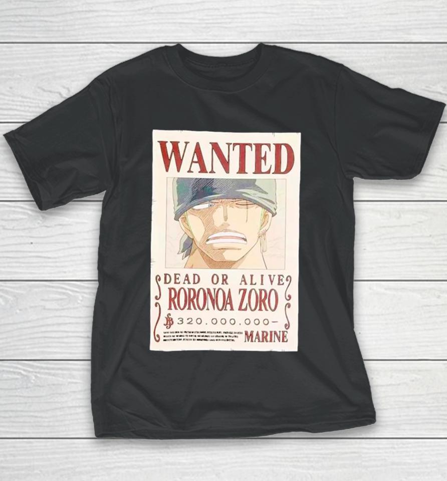 One Piece Zoro Wanted Poster Youth T-Shirt