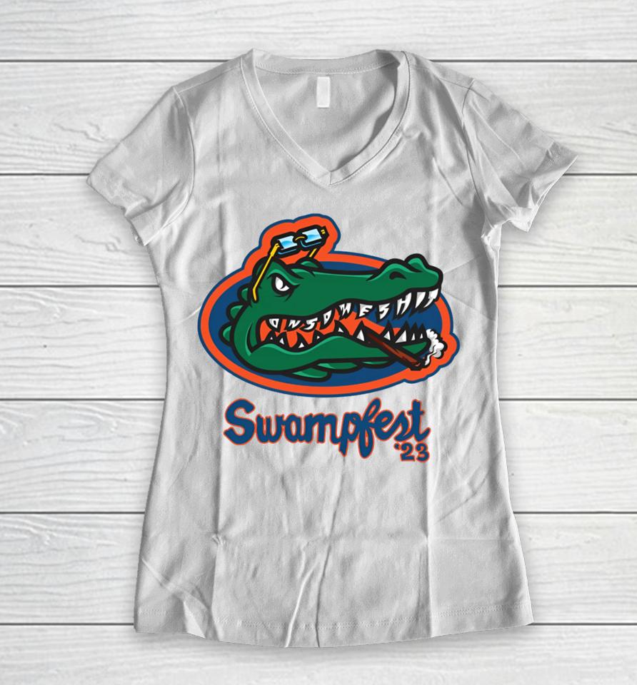 Onsomeshit Swampfest 23 Women V-Neck T-Shirt