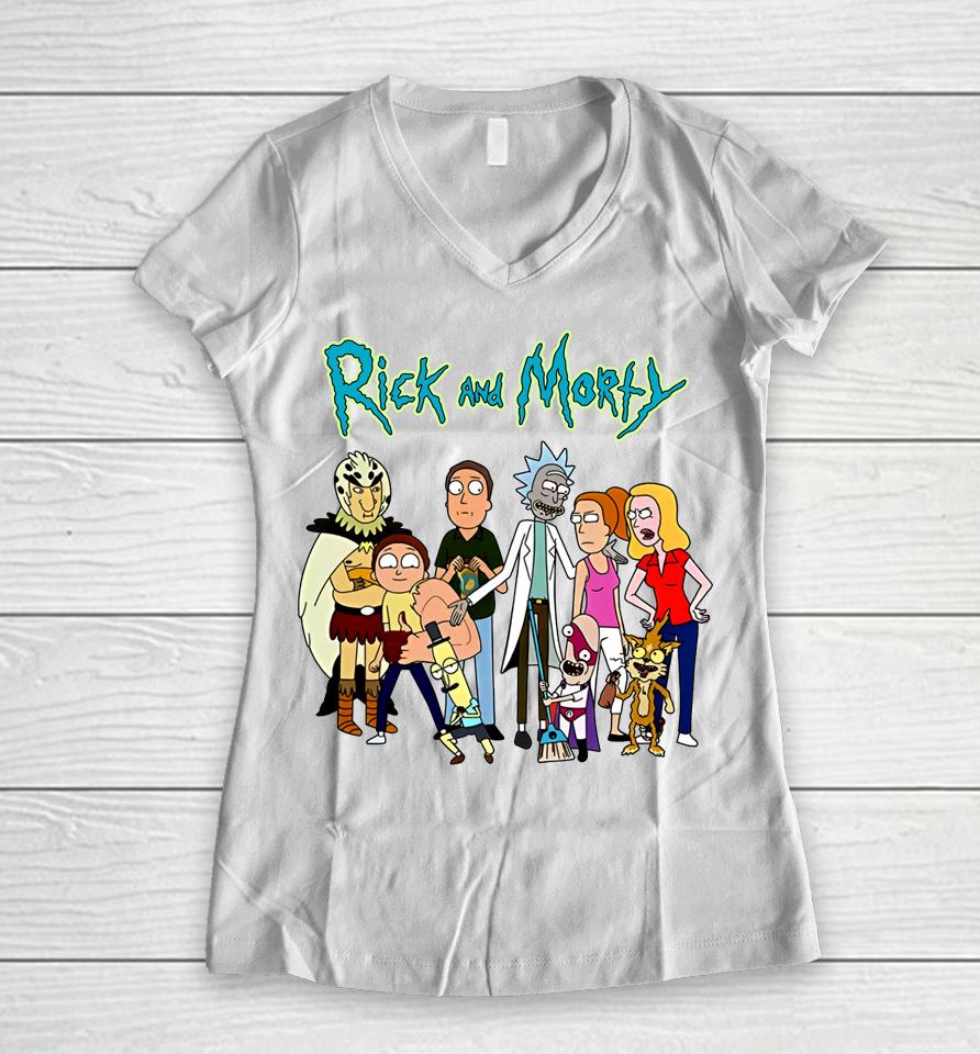 Oompaville Rick And Morty Women V-Neck T-Shirt