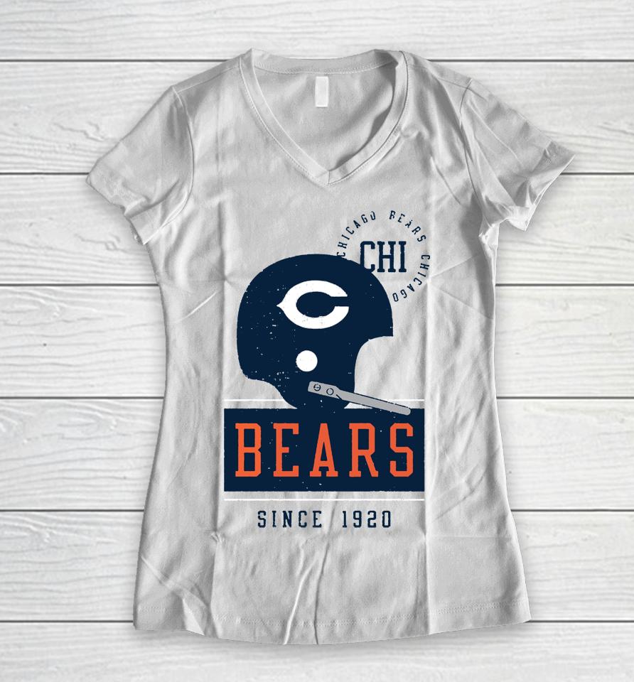 Orange Chicago Bears Club Rewind Playback Helmet Women V-Neck T-Shirt