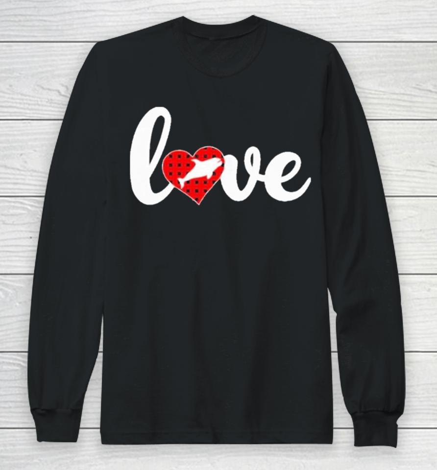 Orca Fish Lover Buffalo Plaid Love Orca Valentine’s Day Long Sleeve T-Shirt