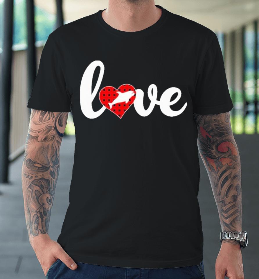 Orca Fish Lover Buffalo Plaid Love Orca Valentine’s Day Premium T-Shirt