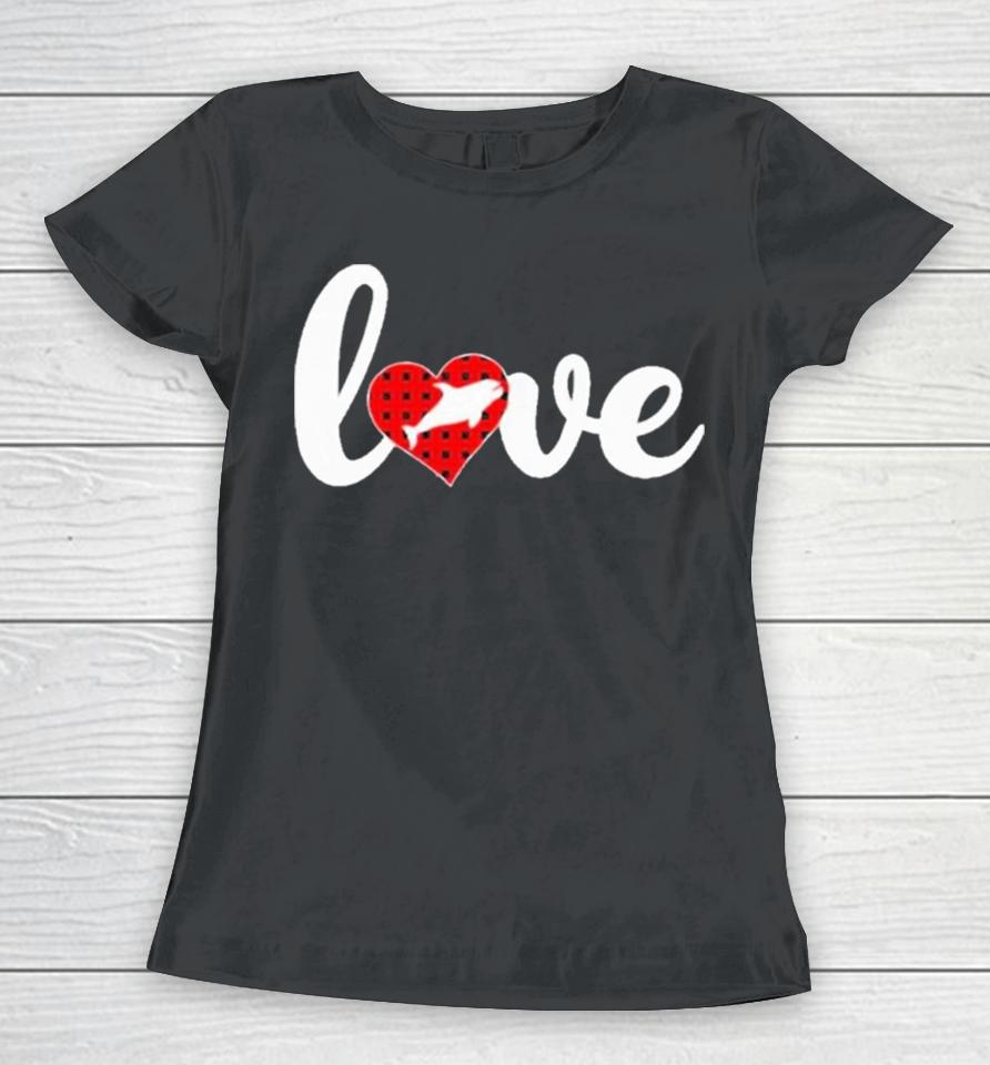 Orca Fish Lover Buffalo Plaid Love Orca Valentine’s Day Women T-Shirt
